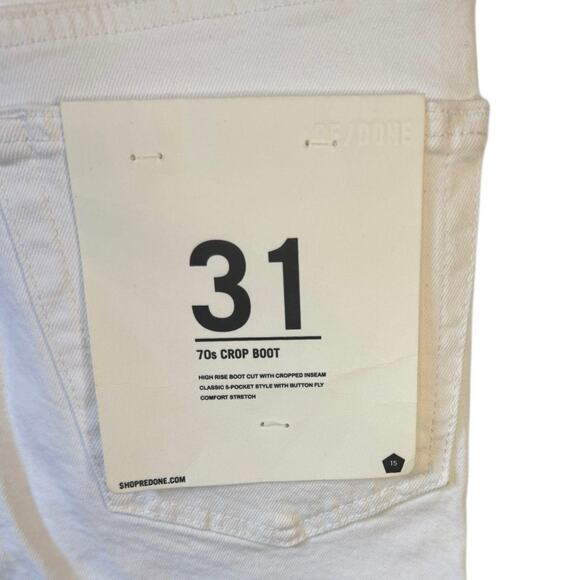 RE/DONE NWT 70s Crop Boot Jeans White Denim Size 31 High Rise Recycled Levi’s - Picture 4 of 8